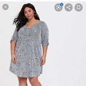 Torrid Green stripes and flowers Dress
